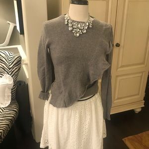 J Crew gray ruffle sweater xs